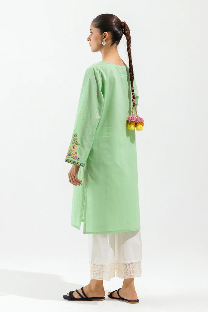 Green Embroidered Cotton Shirt