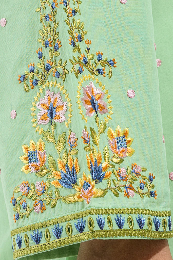 Green Embroidered Cotton Shirt