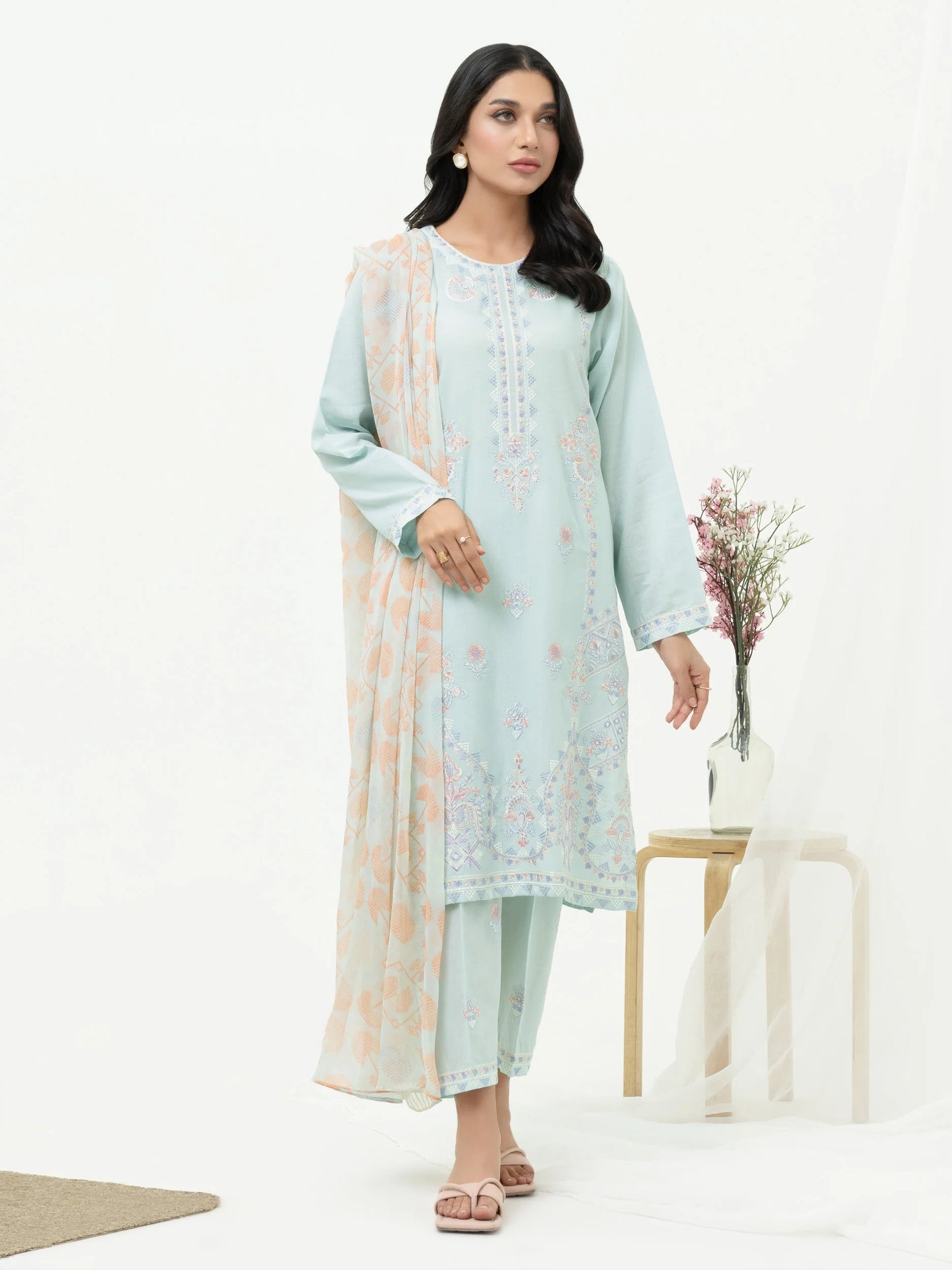 Light Blue Embroidered Lawn Suit