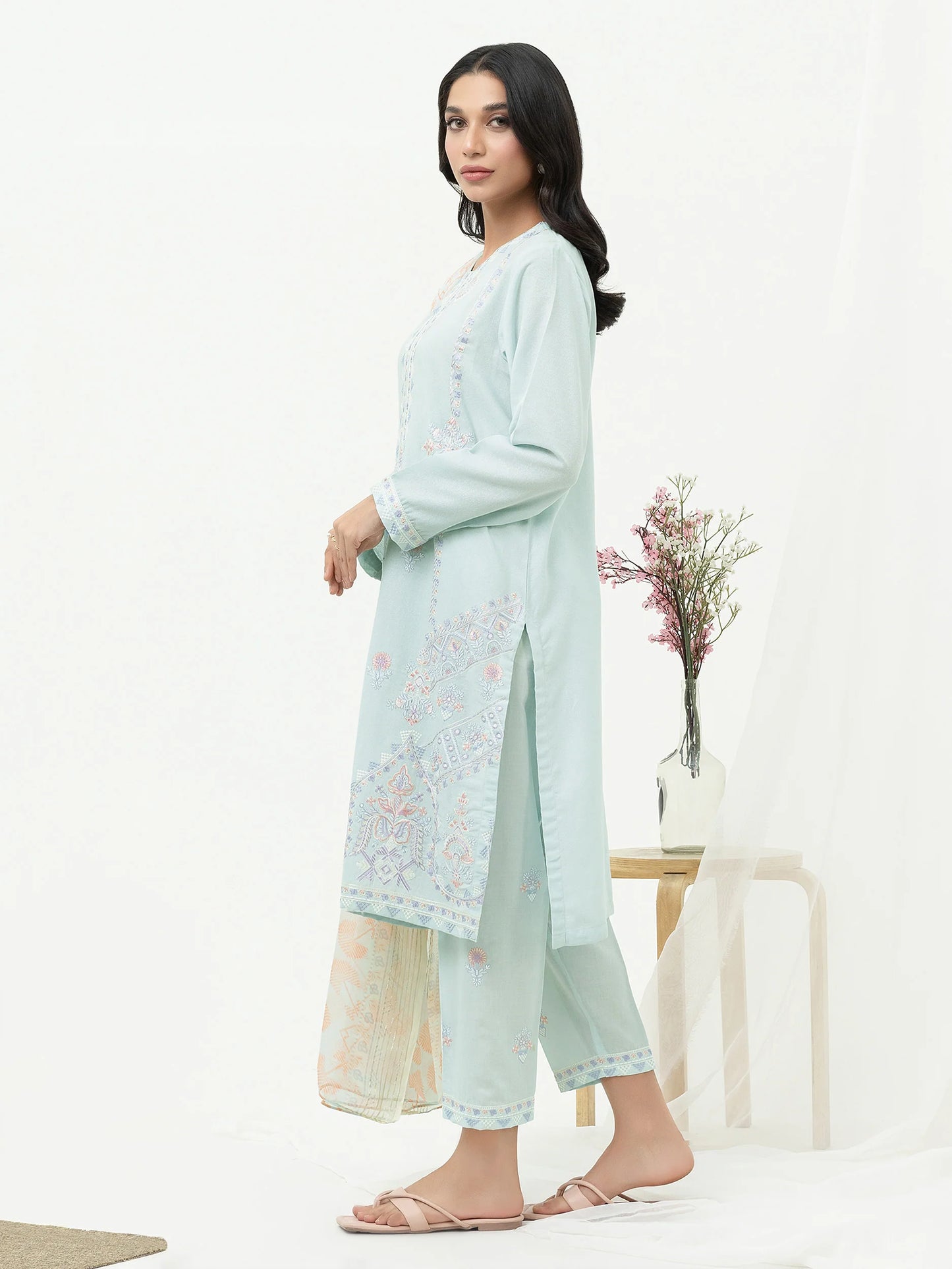 Light Blue Embroidered Lawn Suit