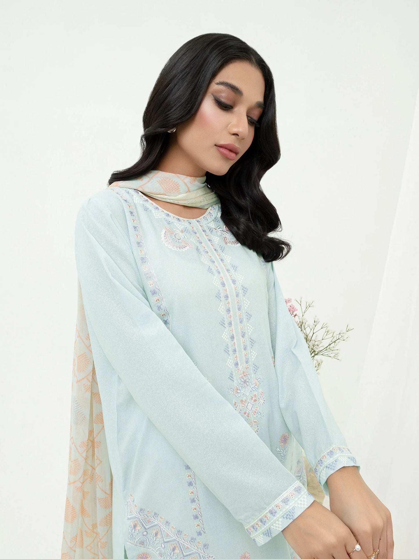 Light Blue Embroidered Lawn Suit