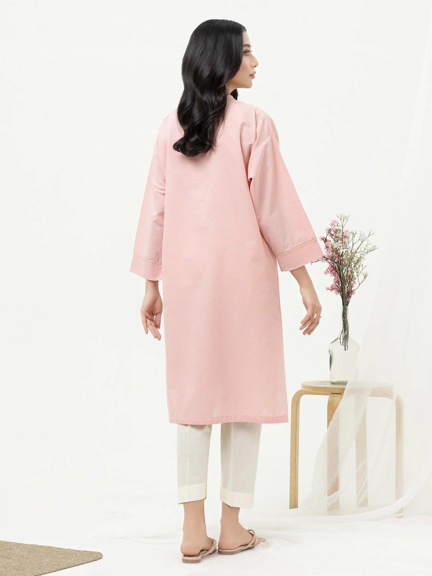 Pink Yarn Dyed Kurta