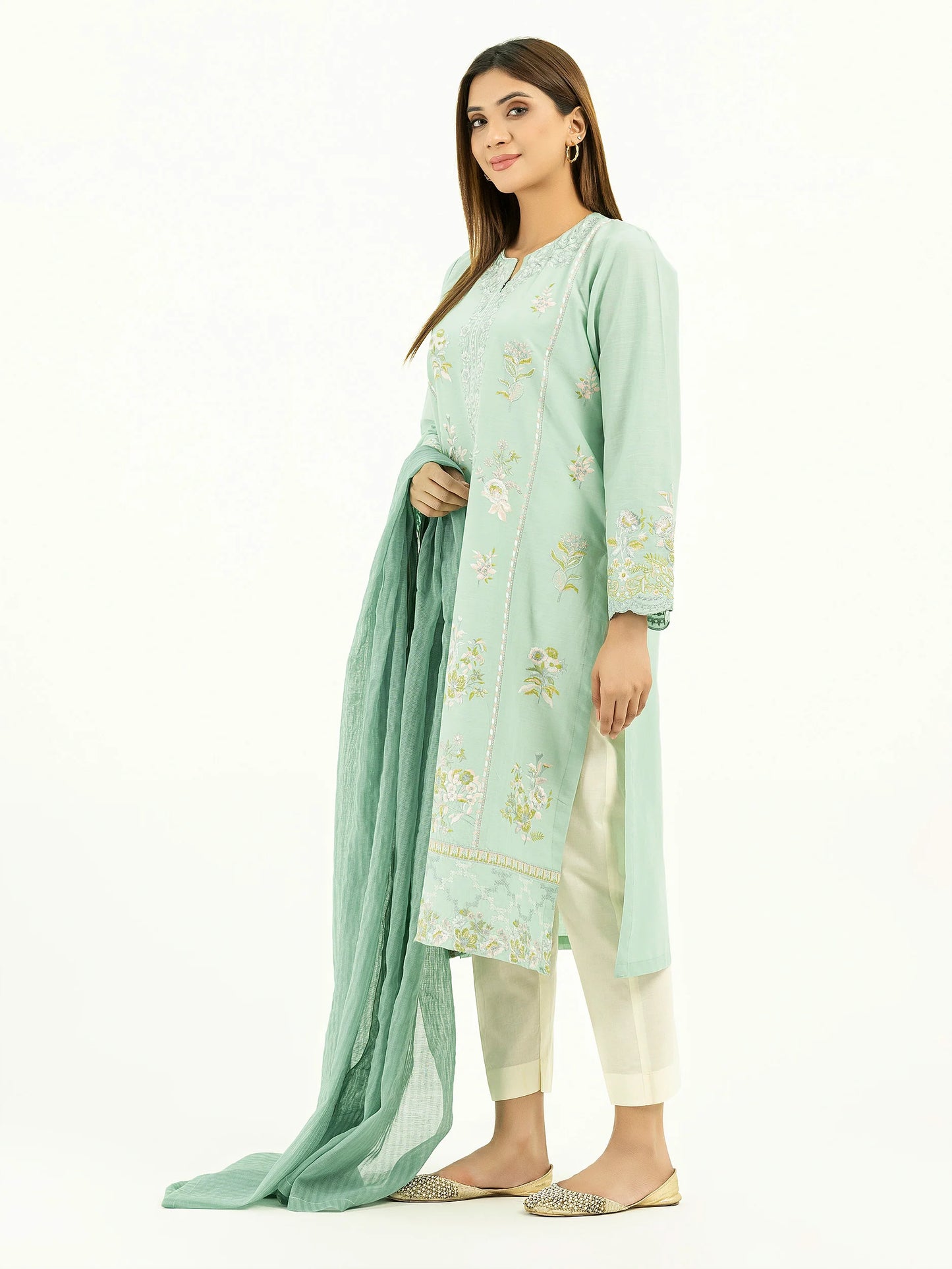 Light Green Embroidered Lawn Suit