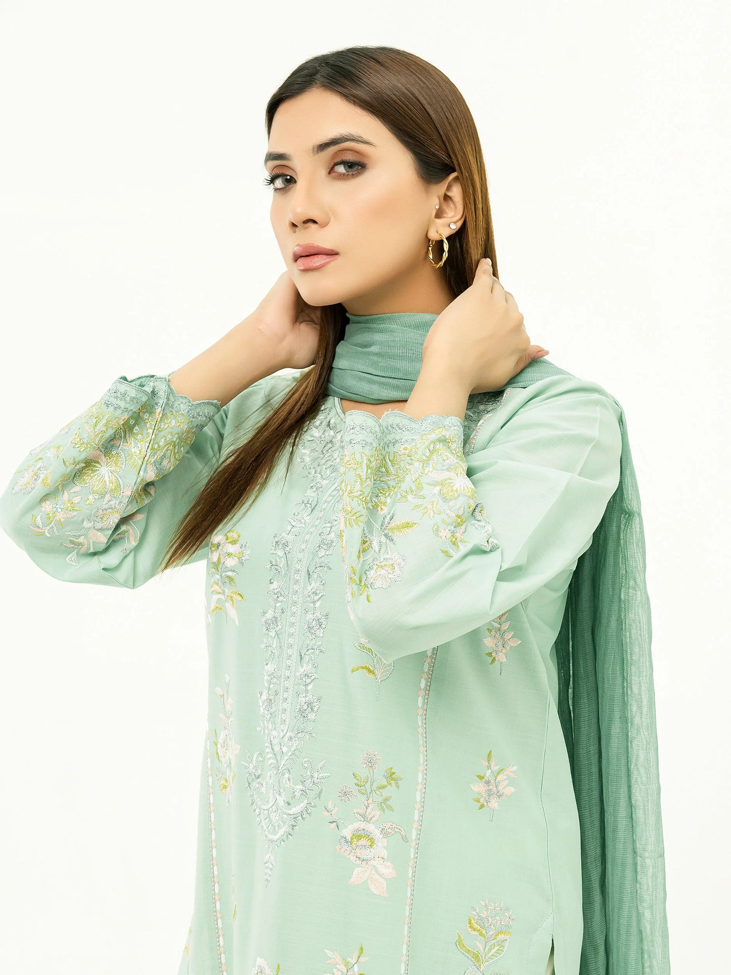 Light Green Embroidered Lawn Suit