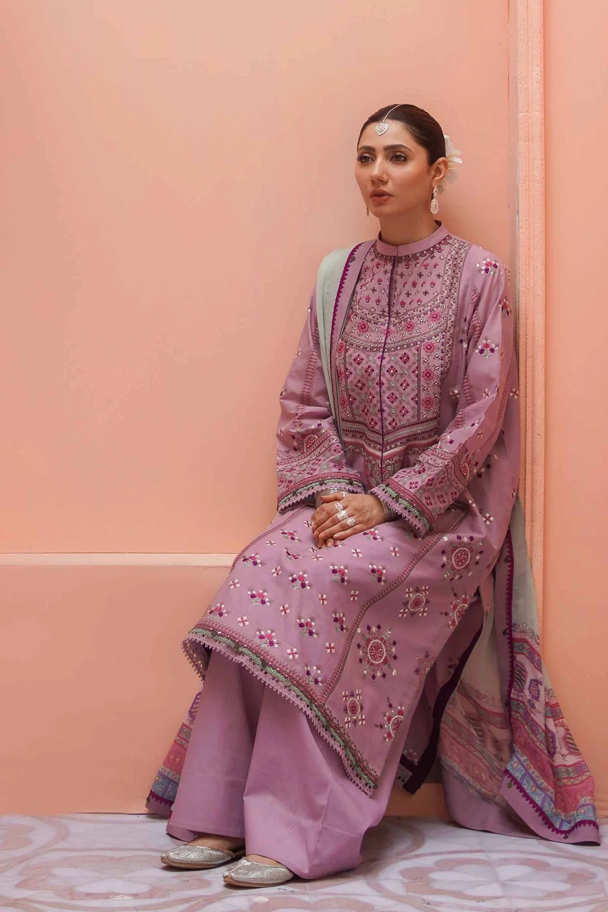 Lilac Embroidered Suit
