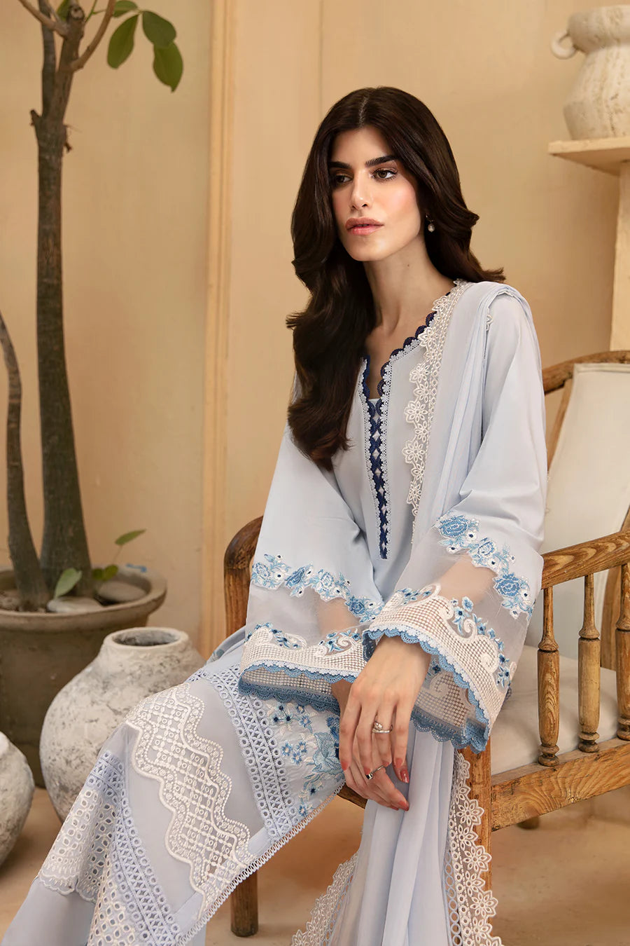 Light Blue Cambric Cotton Suit