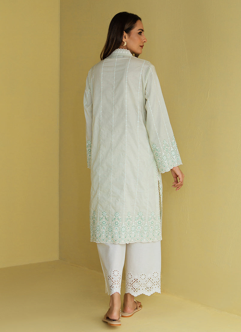 Ice-Green Embroidered Suit