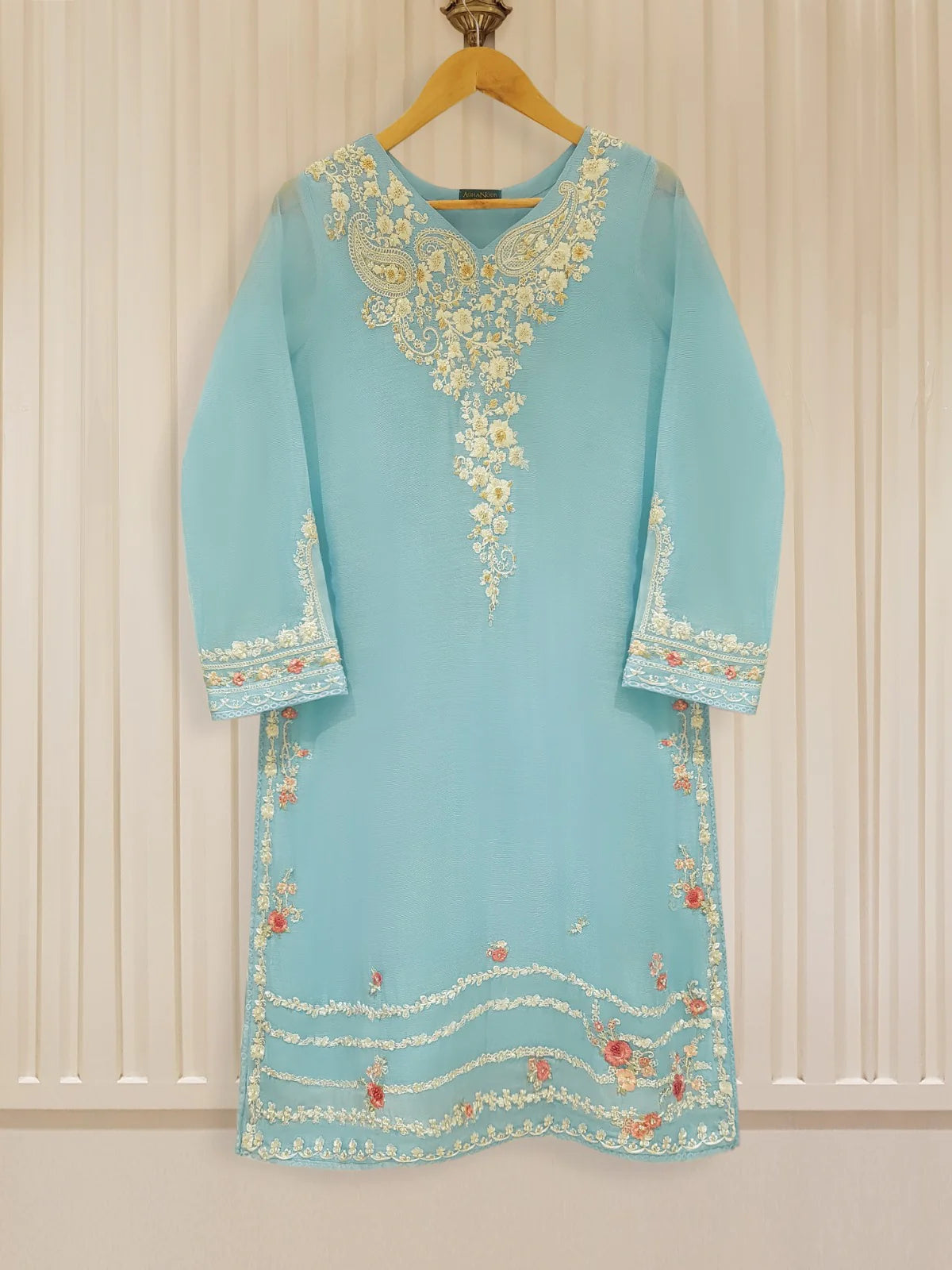 Turquoise Cotton Net Suit