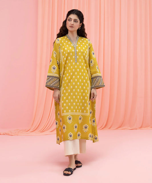 Mustard Embroidered Lawn Shirt