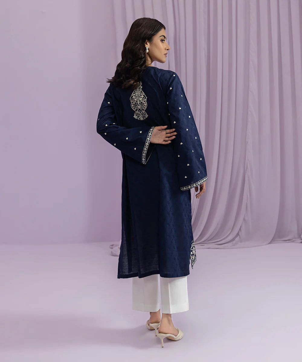 Blue Embroidered Lawn Shirt