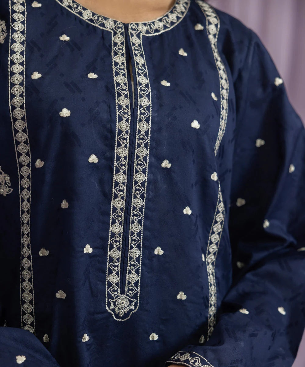 Blue Embroidered Lawn Shirt