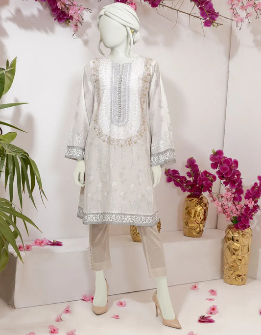 White embroidered lawn shirt