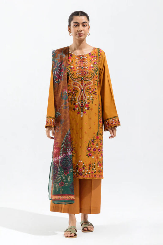 Mustard Embroidered Multi Naps Suit