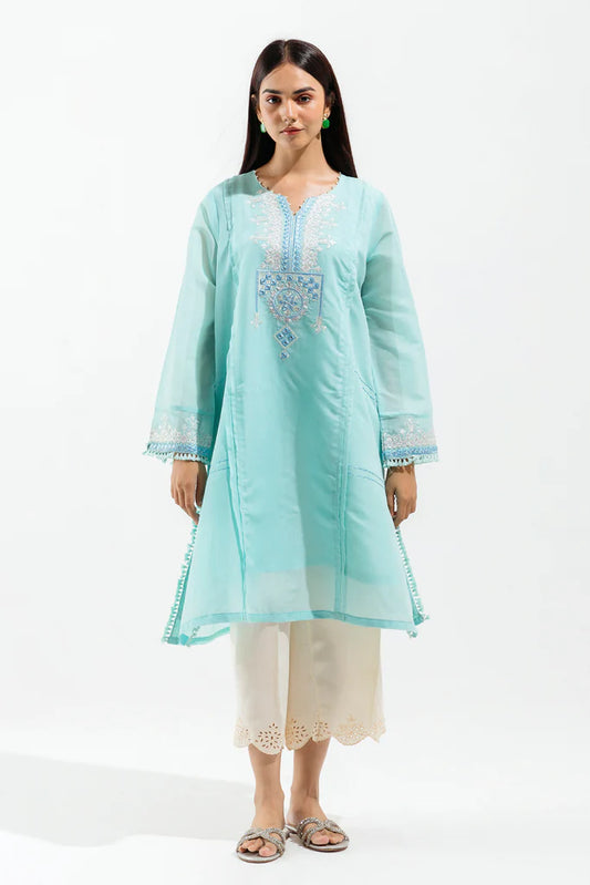 Blue Embroidered Cotton Shirt