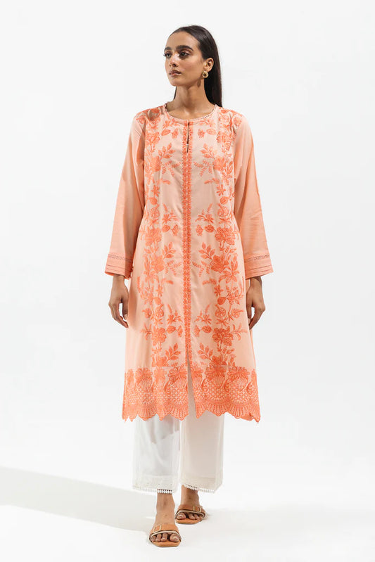Peach Embroidered Lawn Shirt