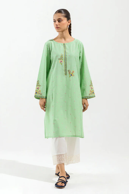 Green Embroidered Cotton Shirt