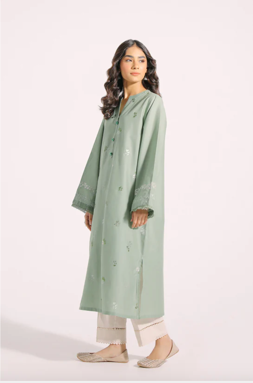 Green embroidered kurta