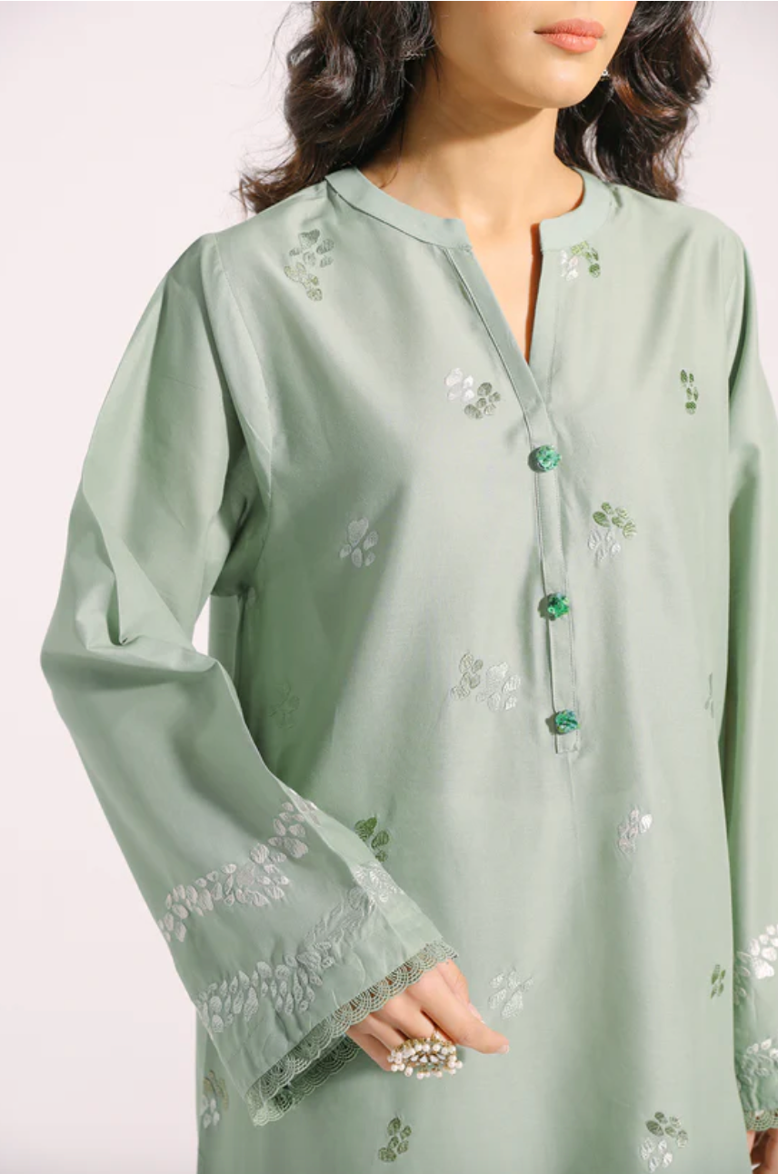Green embroidered kurta