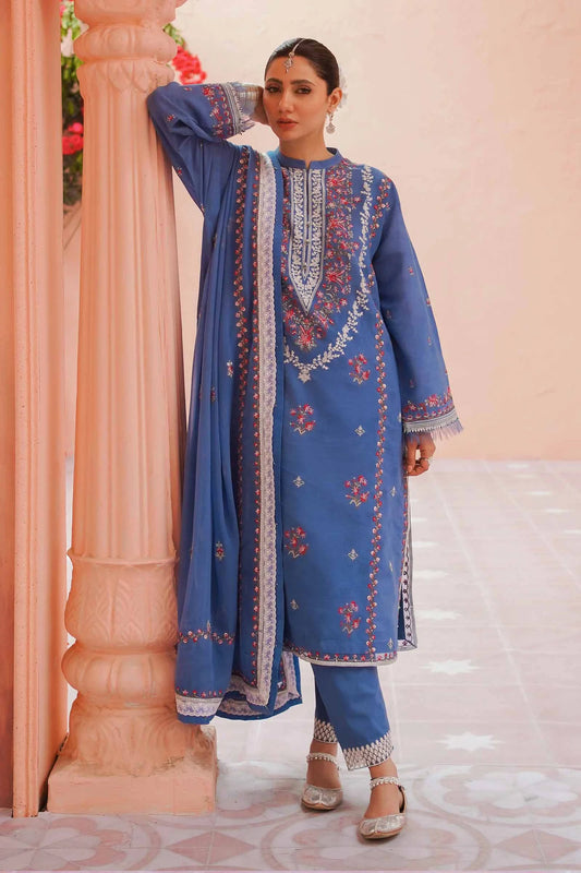 Blue Embroidered Suit