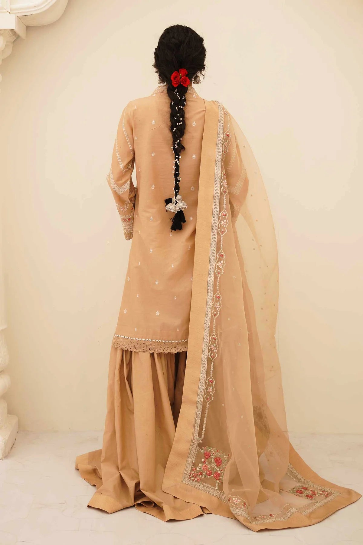 Beige Embroidered Suit