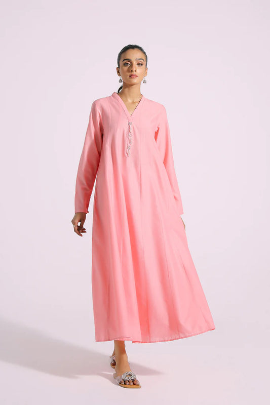 Pink yarn dyed frock