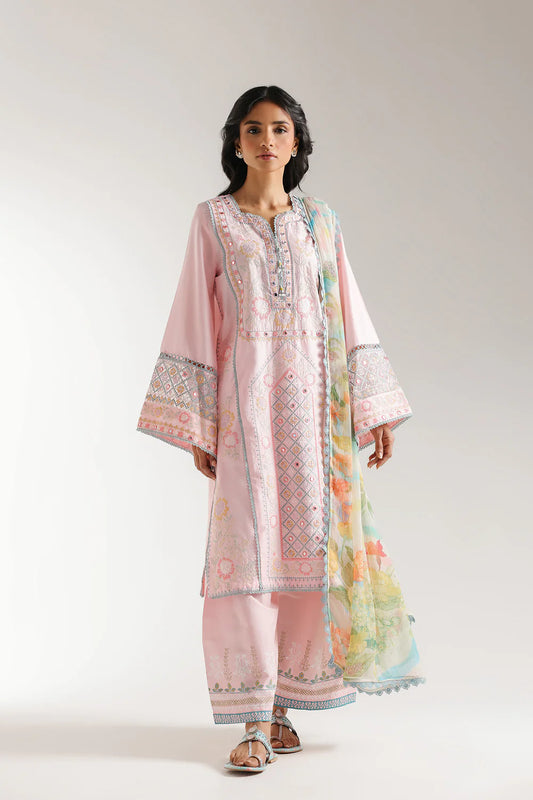 Pink embroidered lawn suit