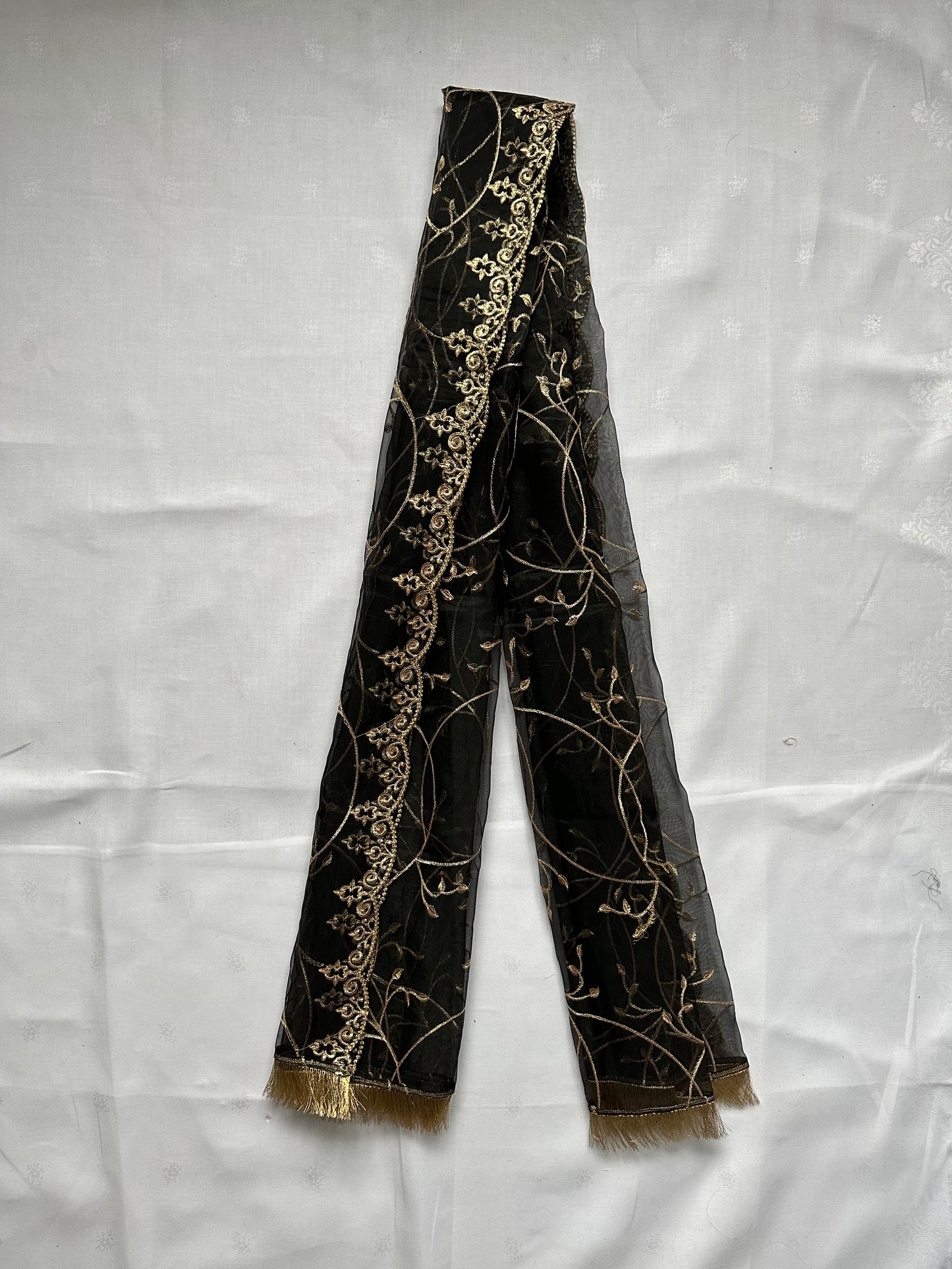 Black Embroidered Organza Suit