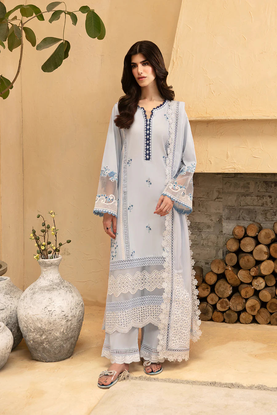 Light Blue Cambric Cotton Suit