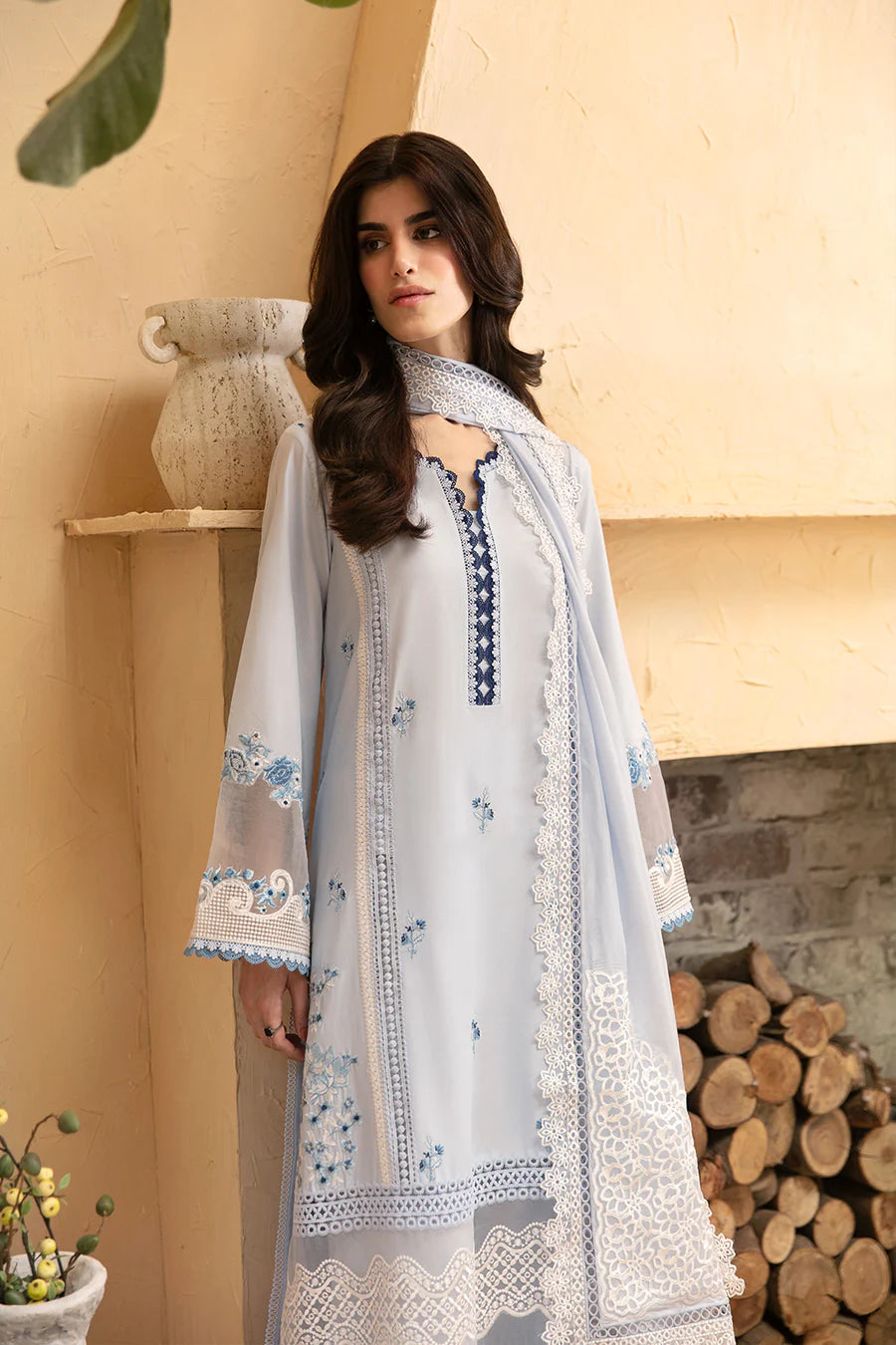 Light Blue Cambric Cotton Suit
