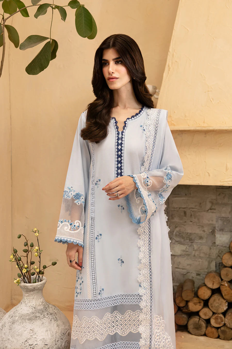 Light Blue Cambric Cotton Suit