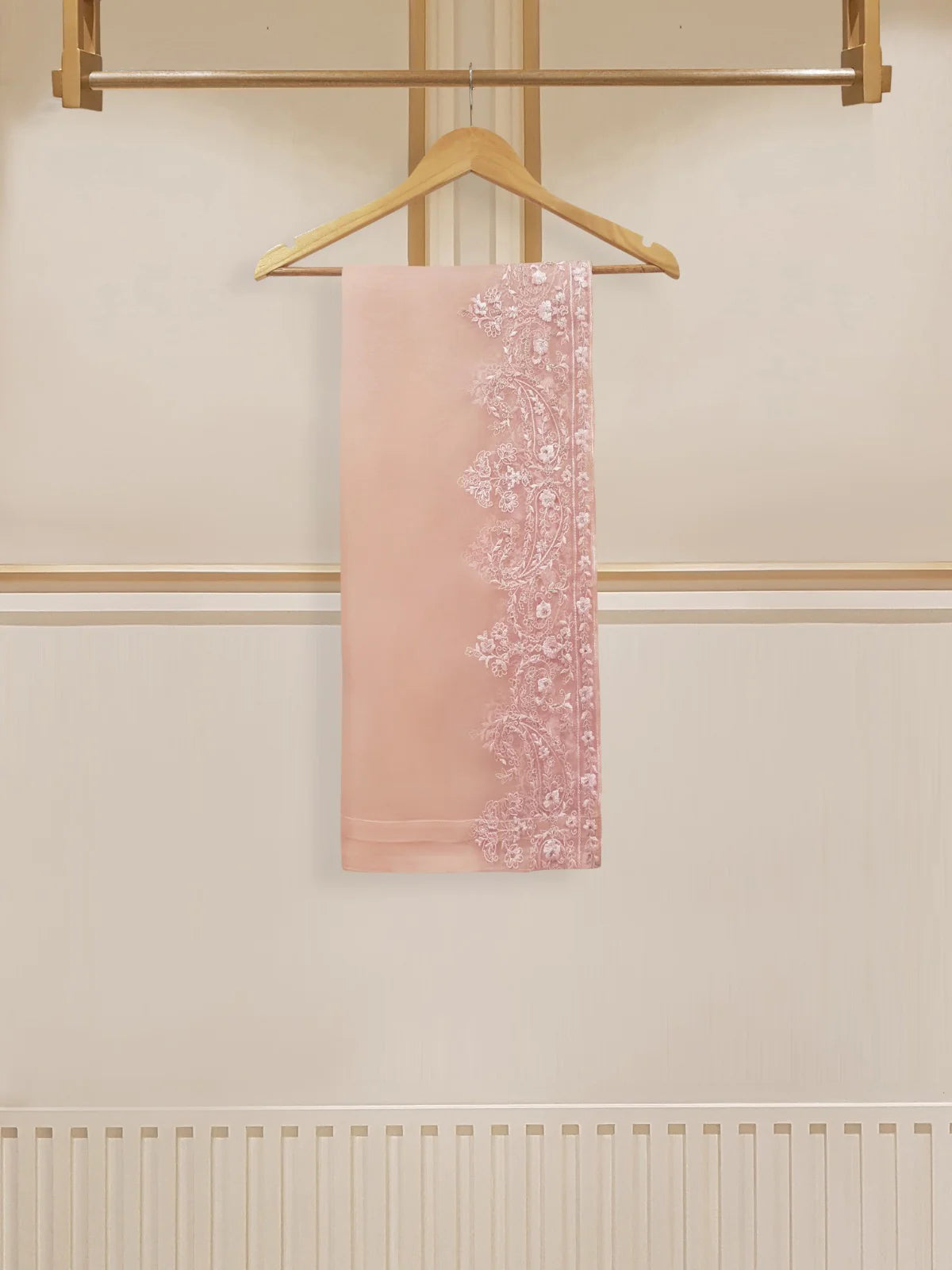 Pink Heavily Embroidered Cotton Net Suit