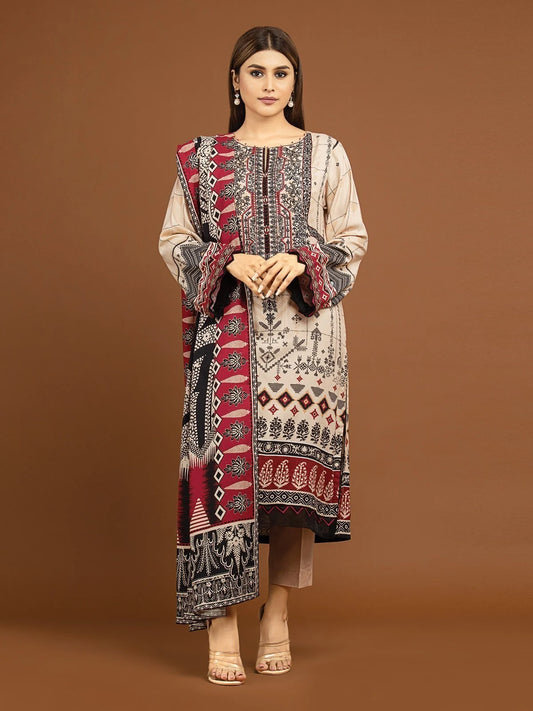 Light Peach Embroidered Linen Suit