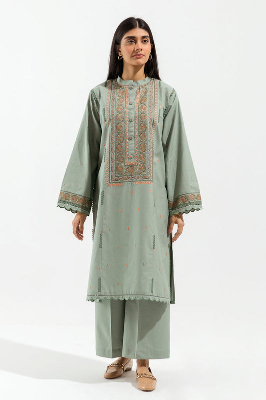 Misty Mint Embroidered Khaddar Suit