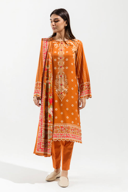 Russet Aura Printed Linen Suit