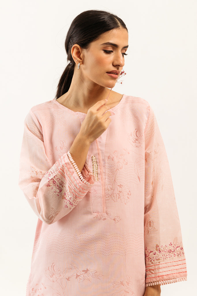 Patterned Pink Organza Suit