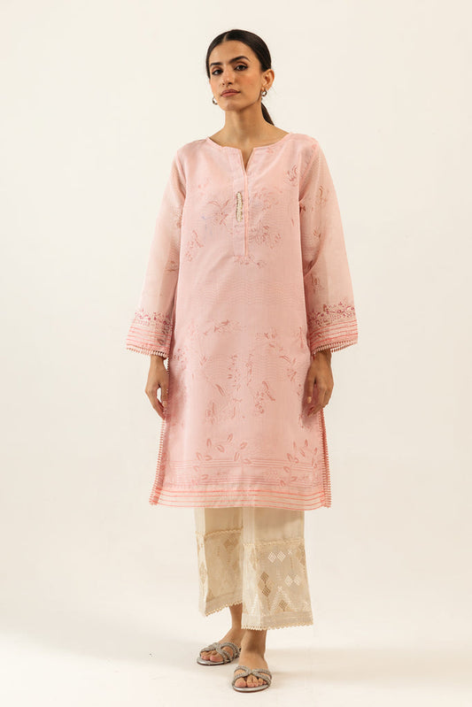 Patterned Pink Organza Suit