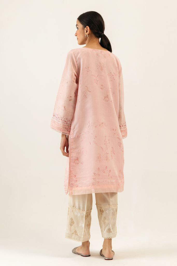 Patterned Pink Organza Suit