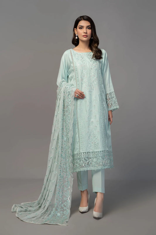 Blue Embroidered Shirt with Trouser