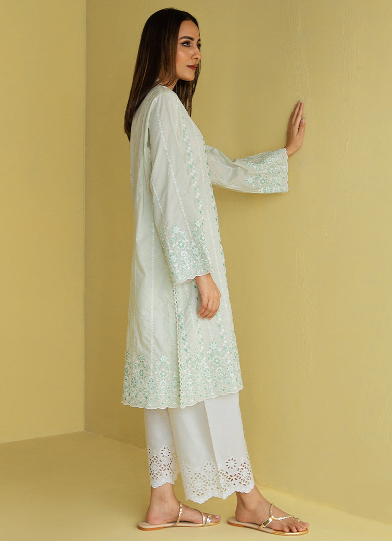 Ice-Green Embroidered Suit