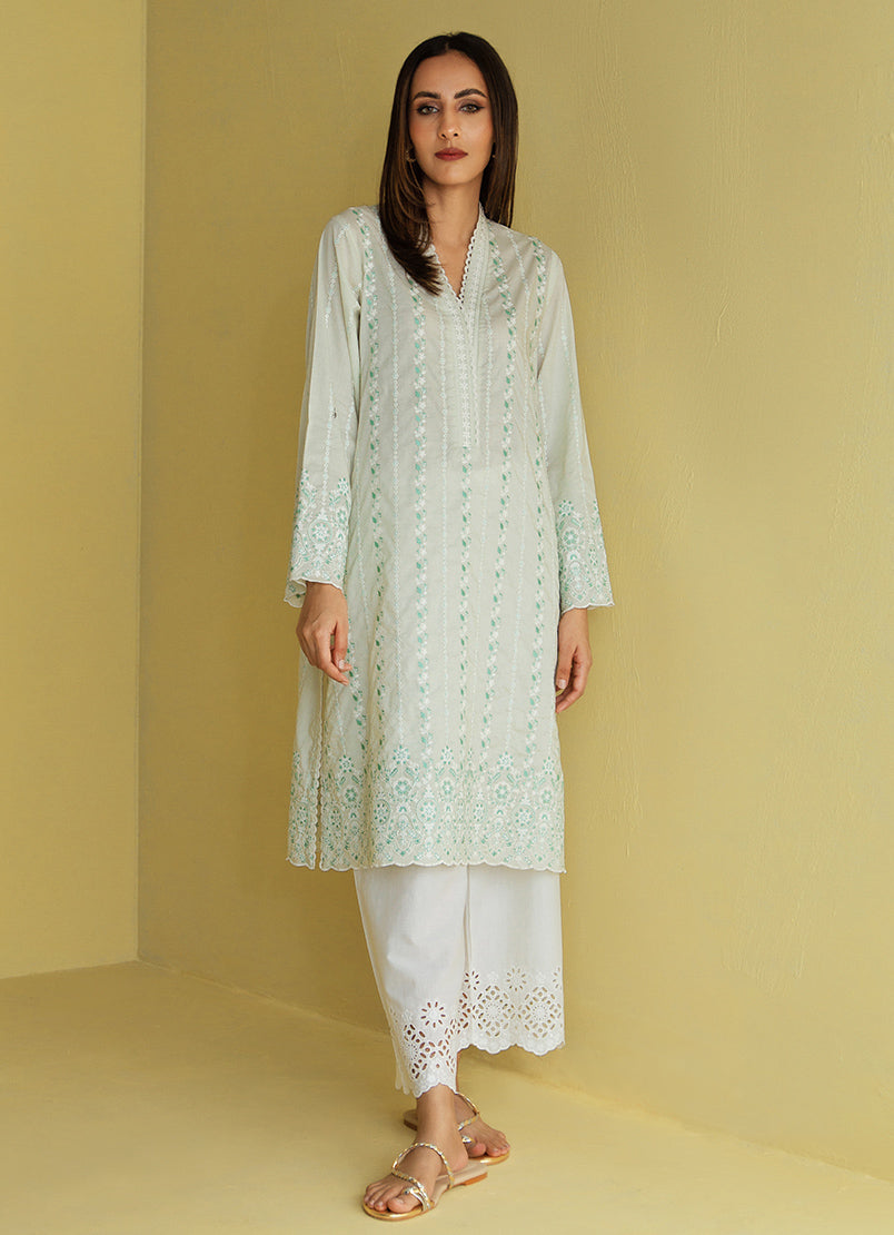 Ice-Green Embroidered Suit