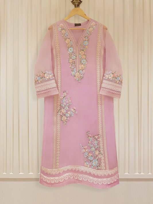 Lilac Embroidered Organza Suit