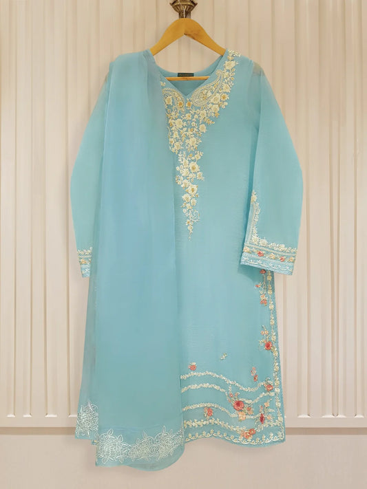 Turquoise Cotton Net Suit