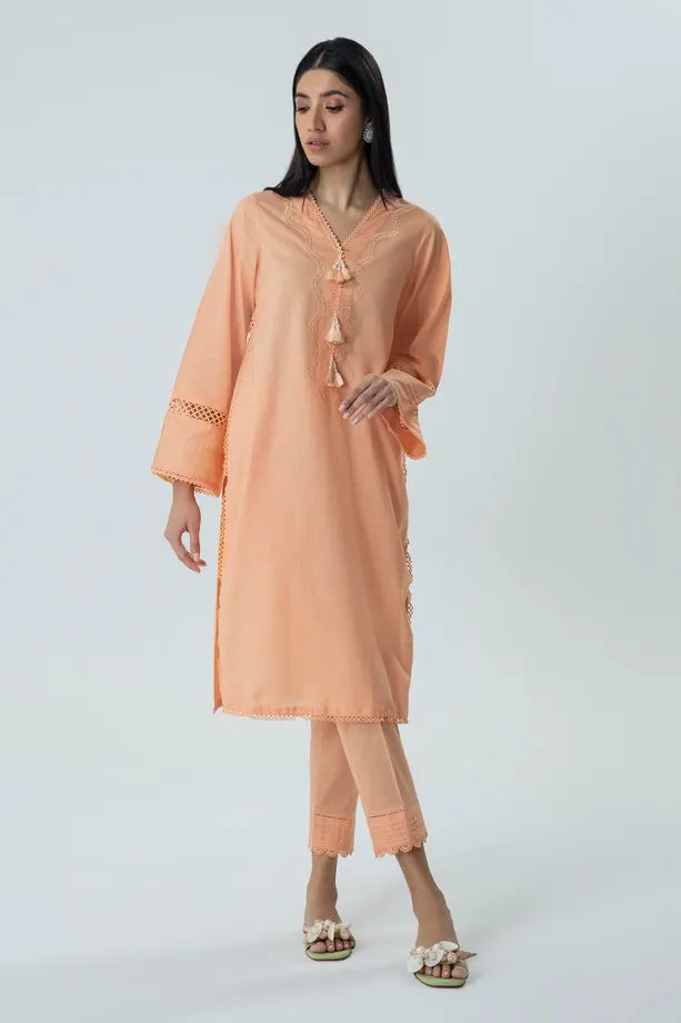 Peach Lawn Suit